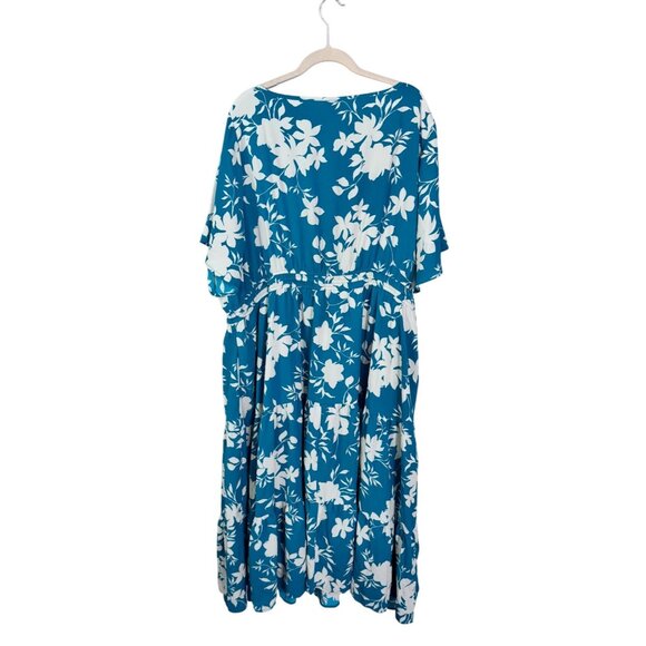 Torrid tea length studio crepe de chine tie neck tiered‎ dress size 4x floral - Picture 2 of 7